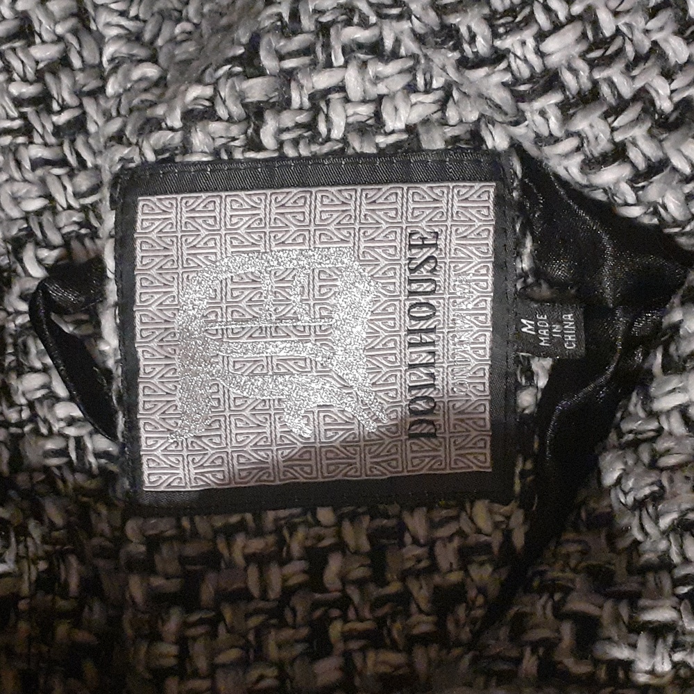 Dollhouse  Pea Coat - Black & White Tweed - Picture 6 of 7